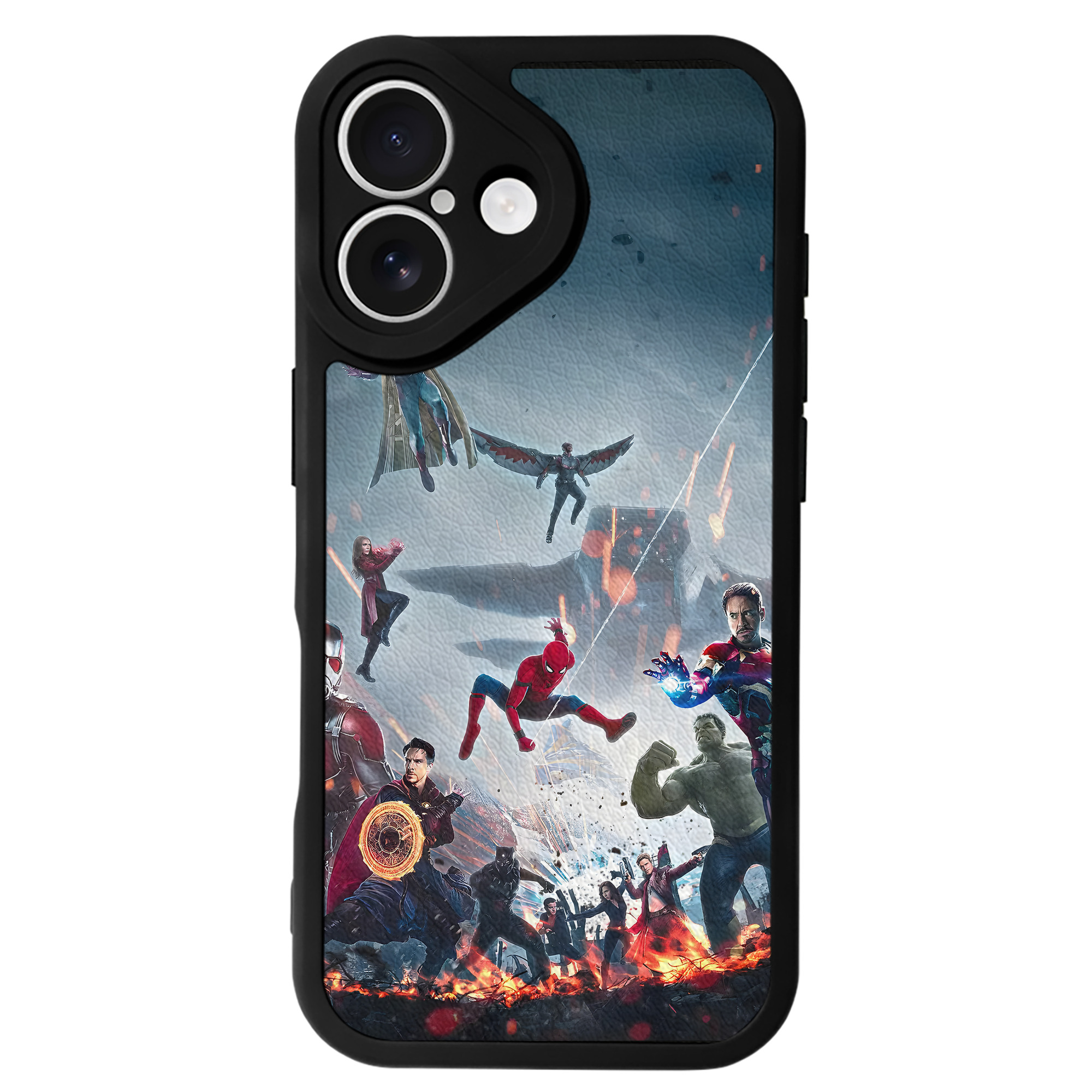 （画像用） アベンジャーズ The Avengers 【iPhone 16シリーズ対応】シリコンスマホケース（レザー調） 材質：シリコン